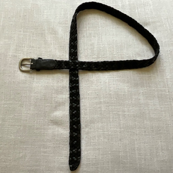 Black Leather Suede Woven Braided Belt Adjustable L:47” NEW - Picture 12 of 12